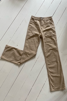 Beige straight leg trousers