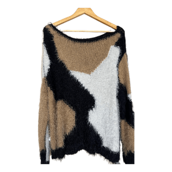 Multicolor fuzzy sweater