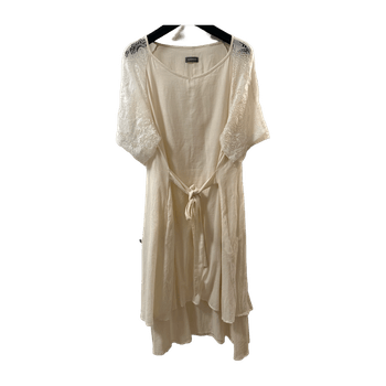 Beige lace sleeve dress