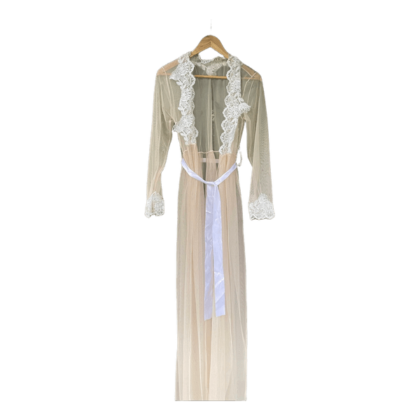 Beige sheer lace robe