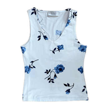 White floral sleeveless top