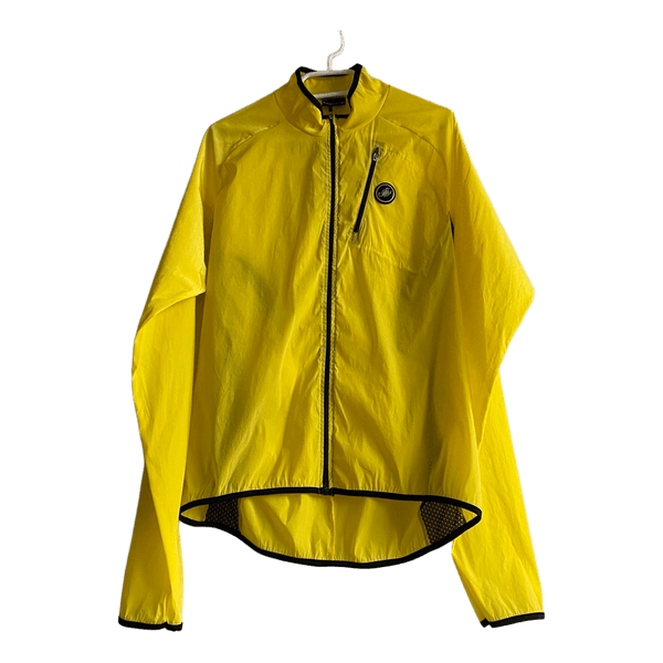 Castelli Cycling Wind Jacket L Yellow Slim Fit Lightweight Road Bike Racing Lycra Performance