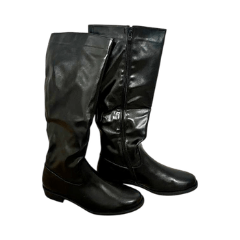 Black knee-high leather boots