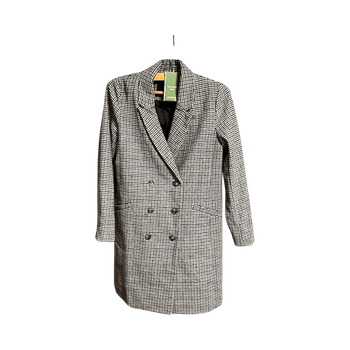 Beige Checkered Double-Breasted Coat