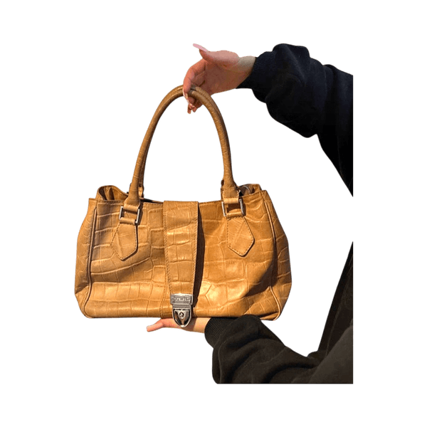 Beige faux leather handbag