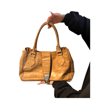 Beige faux leather handbag