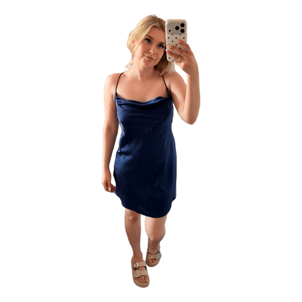 Stradivarius Navy Satin Slip dress Size S