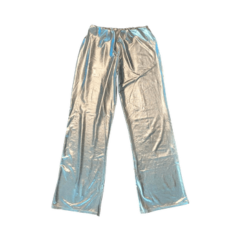 Silver metallic jogger pants