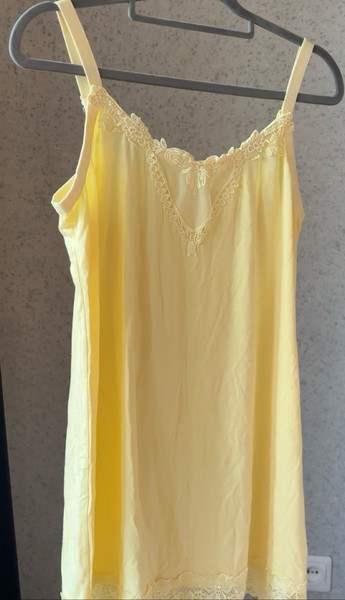 Butter Yellow lace coquette camisole nightgown delicate top size S