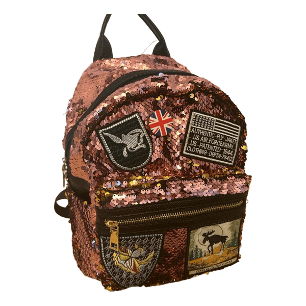 Pink sequin patch backpack