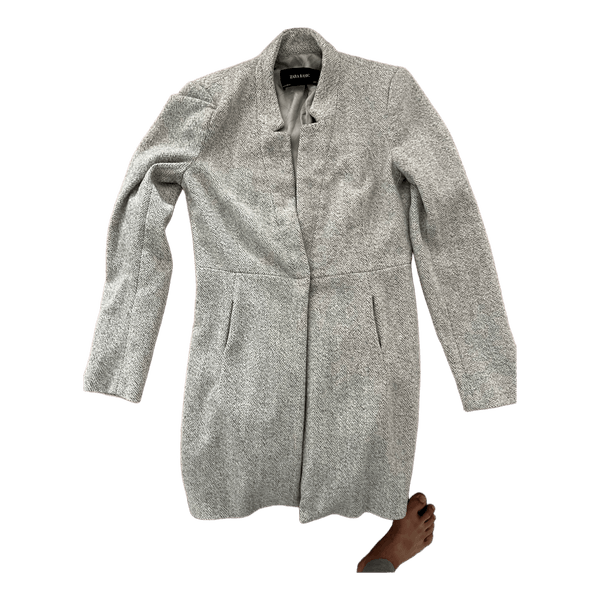 Grey herringbone wool coat