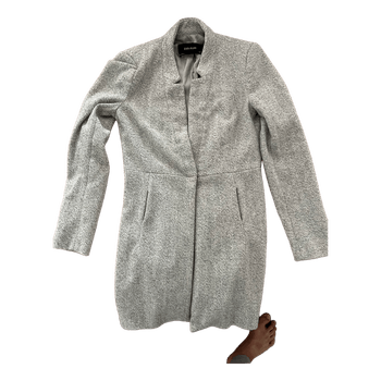 Grey herringbone wool coat