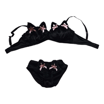 Black cat themed lingerie set