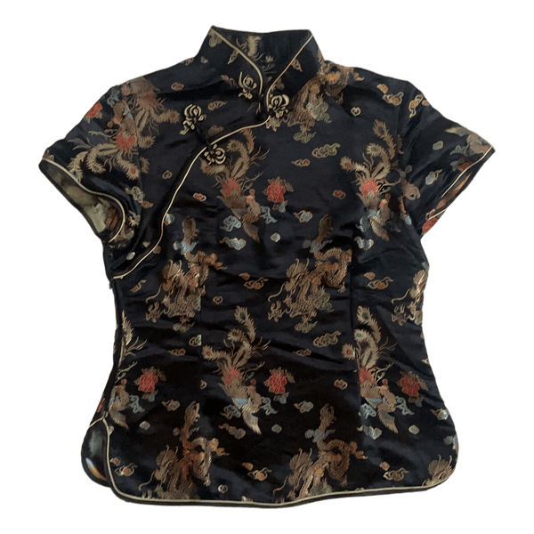 Black satin qipao top