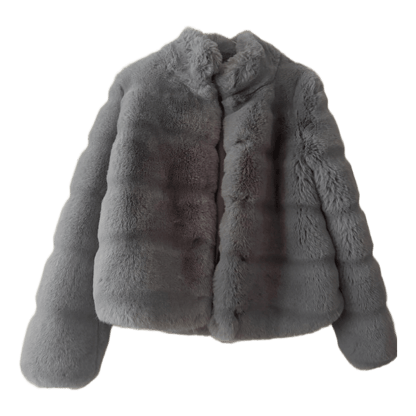 Grå faux fur jakke