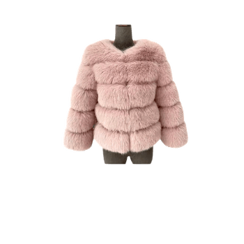 Vaaleanpunainen pörröinen takki