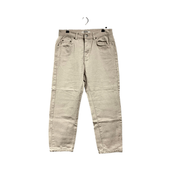 Luonnonvalkoiset balloon-fit / boyfriend korkeavyötäiset farkut (Croppattu malli)