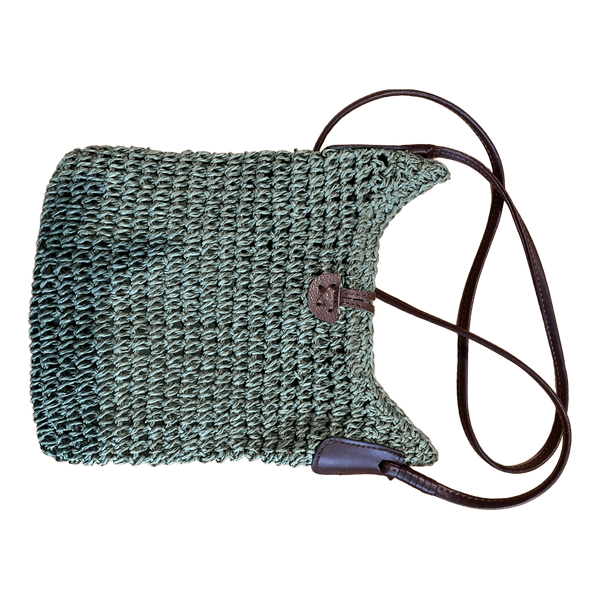 Green woven crossbody bag