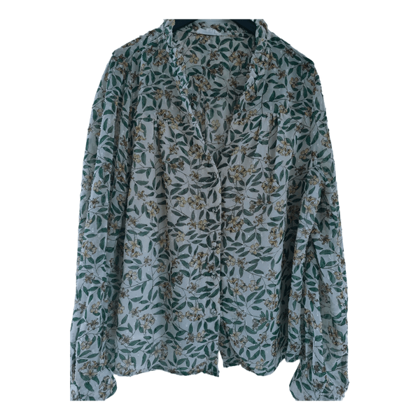 Blomstret langærmet bluse