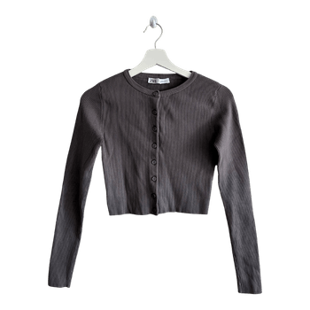 Grey ribbed button cardigan