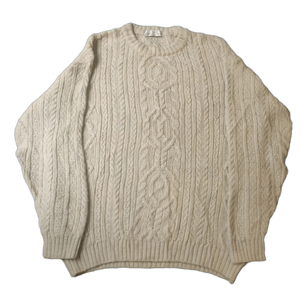 Vintage St Michael (Marks & Spencer) Neulepaita - 100% Villaa - Luonnonvalkoinen - L