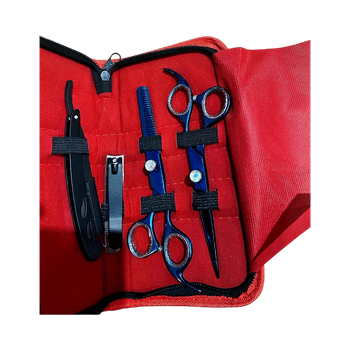 Blue professional hair cutting scissors set