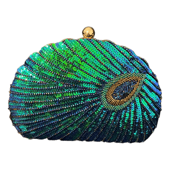 Clutch with peacock pattern