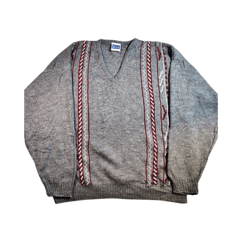 Vintage Premier Man Kuvioitu Kevyt Neulepaita - Harmaa - L/XL