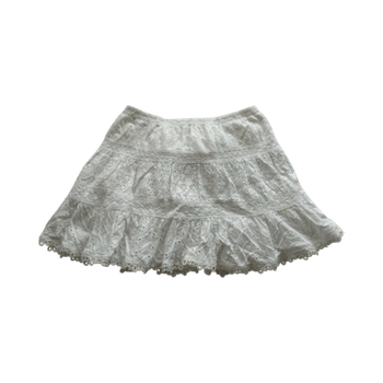 White eyelet mini skirt
