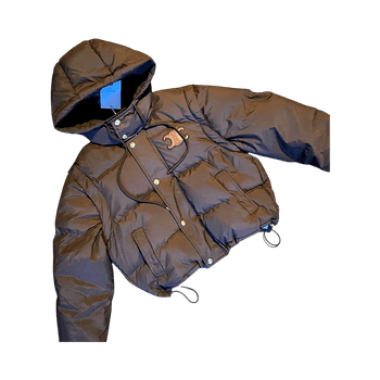 Brown Celine cropped puffer jacket