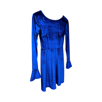 Blue velvet long sleeve dress