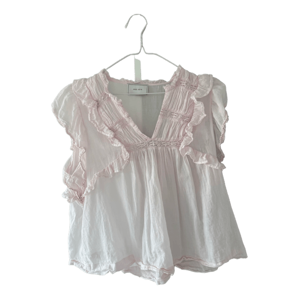 Lyserød Neo Noir bluse med flæser
