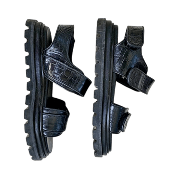 & other stories black leather sandals with adjustable straps