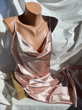 Pink satin slip dress