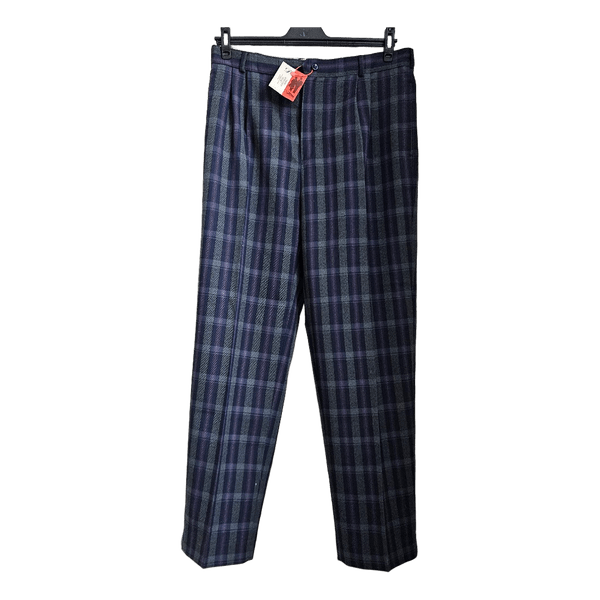 Vintage plaid pleated trousers
