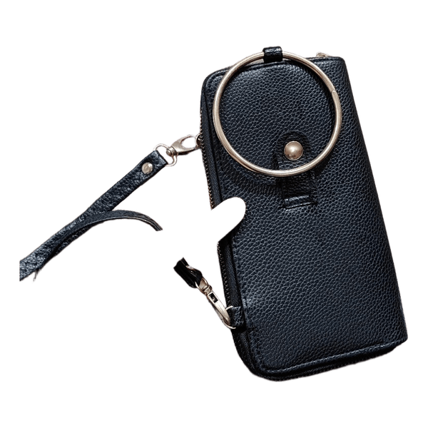 Black studded crossbody wallet bag