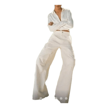 ZARA ecru wide leg cargo pants high waist size EUR 36