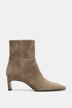 Split suede kitten-heel boots