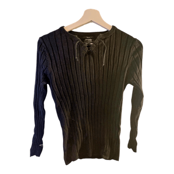 Black ribbed lace-up top