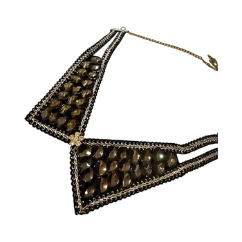 Beaded statement necklace / detachable shirt collar 