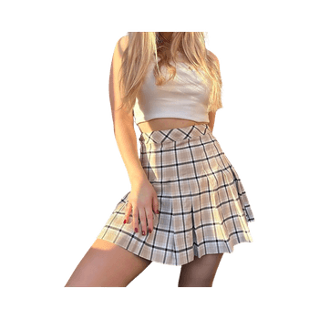 Plaid pleated mini skirt