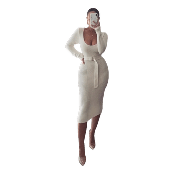 JLuxLabel cream knitted midi dress