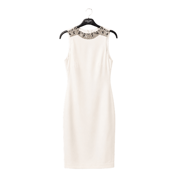 White embellished shift dress
