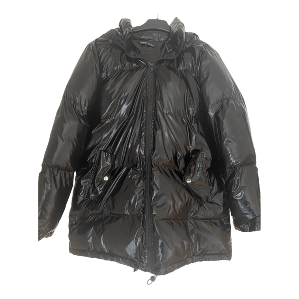 Schwarze glänzende Steppjacke