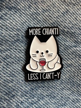 Cat wine enamel pin