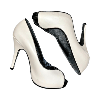 White and black high heel shoes