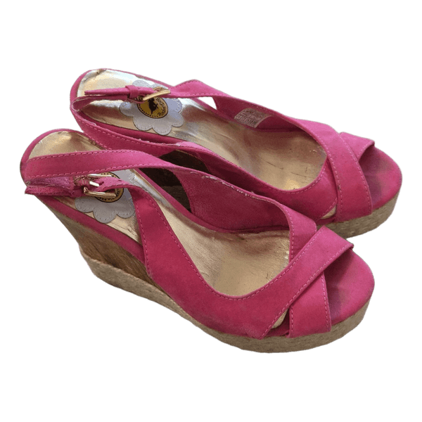 Pink wedge sandals