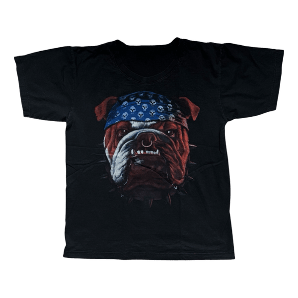 Black bulldog graphic t-shirt super cool true Vintage