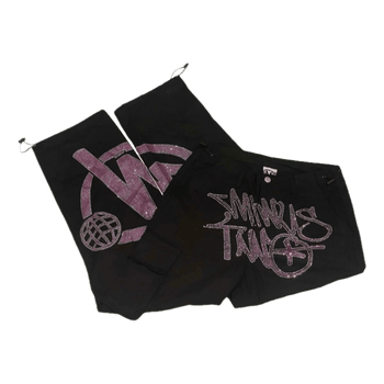 Minus Two Sparkly Pink Black Cargo Pants