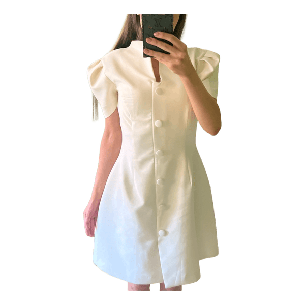 White puff sleeve dress